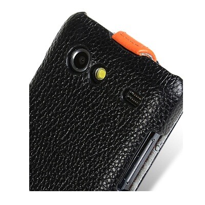 Кожаный чехол книга Melkco Leather Case Black/Orange LC для Samsung i9070 Galaxy S Advance(4)