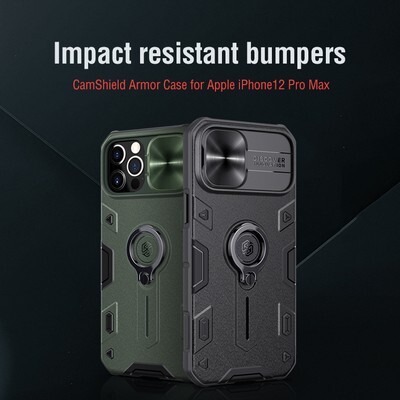 Противоударная-накладка Nillkin CamShield Armor черная для Apple iPhone 12 Pro Max(9)