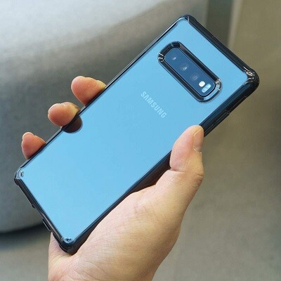 Чехол бампер Ringke Fusion Series прозрачно-синий для Samsung Galaxy S10 Plus(6)