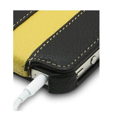 Кожаный чехол Melkco Leather Case Black/Yellow LC для Apple iPhone 4/4S(4)