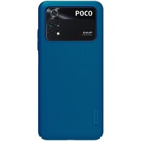 Пластиковый чехол с подставкой Nillkin Super Frosted Shield Синий для Xiaomi Poco M4 Pro 4G