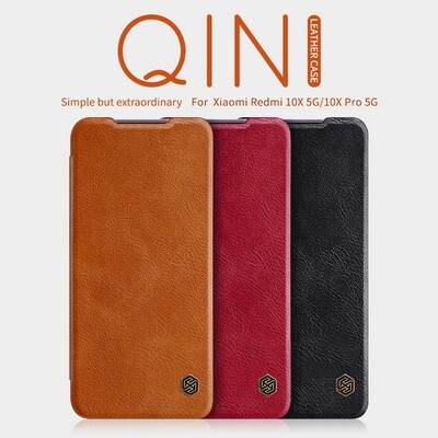 Кожаный чехол Nillkin Qin Leather Case Черный для Xiaomi Redmi 10X 5G ( 10X Pro 5G)(5)