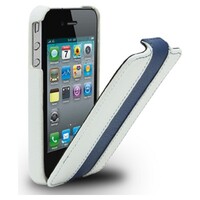 Кожаный чехол Melkco Leather Case White/Blue LC для Apple iPhone 4/4S