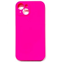 Силиконовый чехол Silicone Case с закрытым низом и защитой камеры ярко-розовый для Apple iPhone 14 Plus
