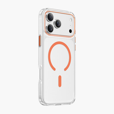 Пластиковый чехол Keephone Aurora MagSafe Case прозрачно-оранжевый для Apple iPhone 17 Pro Max(1)
