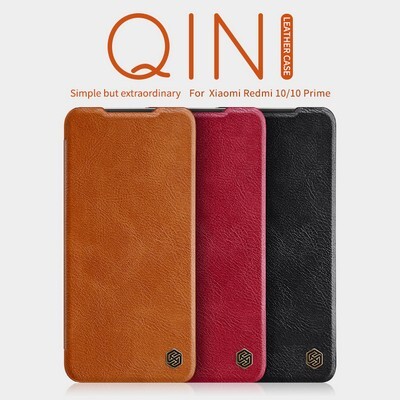 Кожаный чехол Nillkin Qin Leather Case Красный для Xiaomi Redmi 10 / Redmi 10 2022(5)