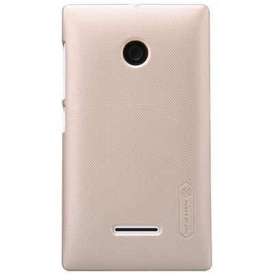 Пластиковый чехол с пленкой Nillkin Super Frosted Shield Gold для Microsoft Lumia 435(1)