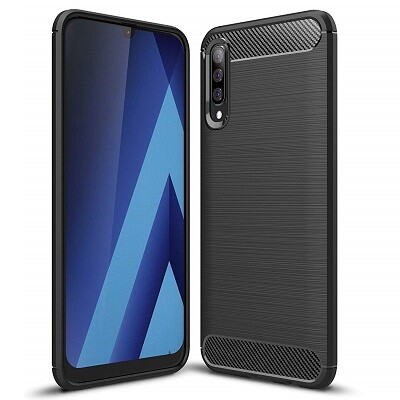 Силиконовый чехол Uni Case Carbon черный для Samsung Galaxy A70(1)