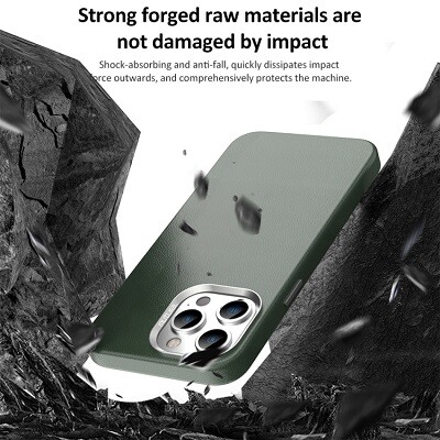 Кожаный чехол Mutural Deluxe Leather Case синий для Apple iPhone 15 Pro Max(5)