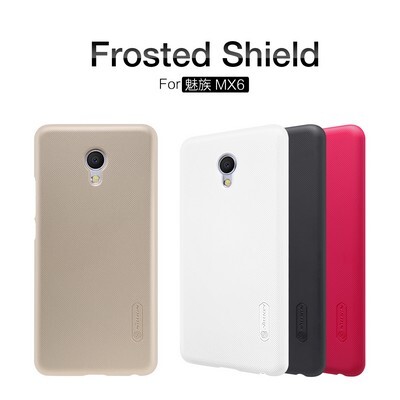 Пластиковый чехол с пленкой Nillkin Super Frosted Shield Gold для Meizu MX6(4)