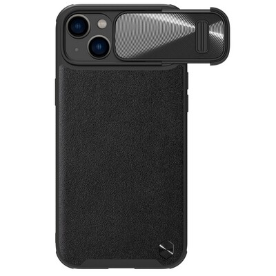 Силиконовая накладка c пластиной MagSafe Nillkin CamShield Leather Case S Черная для Apple iPhone 14(1)