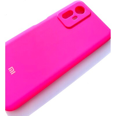 Силиконовый чехол с микрофиброй Silicone Case и защитой камеры ярко-розовый для Xiaomi Redmi Note 12S(3)