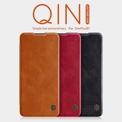 Кожаный чехол Nillkin Qin Leather Case Коричневый для OnePlus 8T(5)