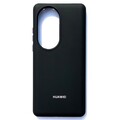 Силиконовый чехол с микрофиброй Silicone Case черный для Huawei P50 Pro(#1)