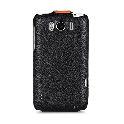 Кожаный чехол книга Melkco Leather Case (Black /Orange LC) для HTC Sensation XL(2)