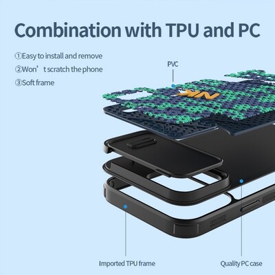 Чехол-накладка с пластиной Magsafe Nillkin Striker S Magnetic Case сине-зеленого цвета для Apple iPhone 14 Plus(6)