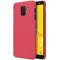 Пластиковый чехол с пленкой Nillkin Super Frosted Shield Красный для Samsung Galaxy J6(#3)