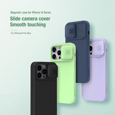 Силиконовая накладка с пластиной Magsafe Nillkin CamShield Silky Magnetic Silicone Case Лавандовая для Apple iPhone 14 Pro Max(9)