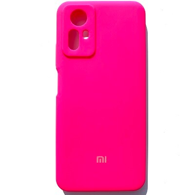 Силиконовый чехол с микрофиброй Silicone Case и защитой камеры ярко-розовый для Xiaomi Redmi Note 12S(1)