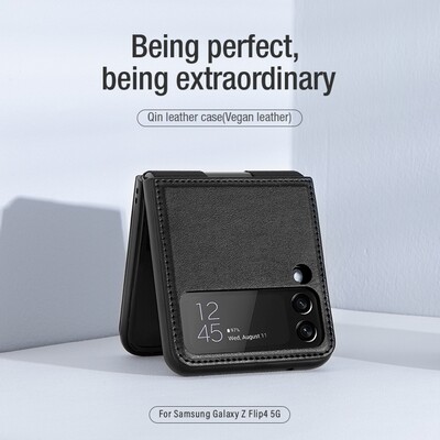 Кожаный чехол Nillkin Qin Pro Plain Leather Case Лавандовый для Samsung Galaxy Z Flip 4(7)