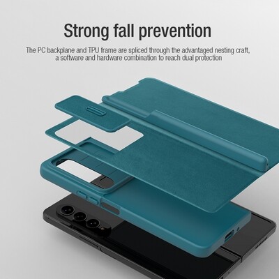 Кожаный чехол Nillkin Qin Pro Plain Leather Case Черный для Samsung Galaxy Z Fold 4(7)