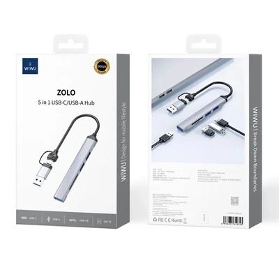 Хаб Wiwu Zolo 5 в 1 (Wi-HB003) серый(5)