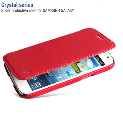 Кожаный чехол книжка HOCO Crystal leather Case Pink для Samsung i8552 Galaxy Win Duos(3)