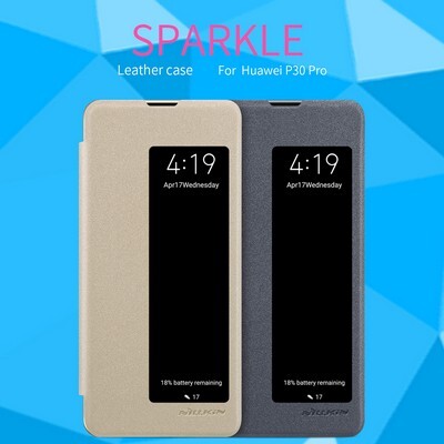 Полиуретановый чехол книга Nillkin Sparkle Leather Case Золотой для Huawei P30 Pro(5)
