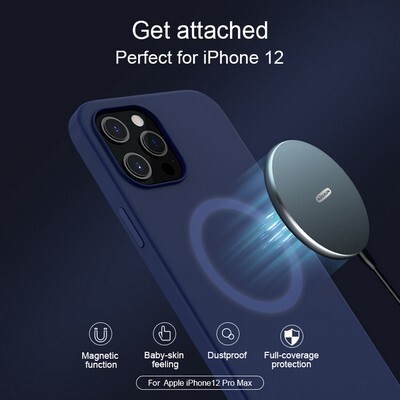 Силиконовая накладка с пластиной Magsafe Nillkin Flex Pure Pro Case Черная для Apple iPhone 12 Pro Max(7)