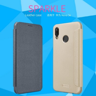 Полиуретановый чехол книга Nillkin Sparkle Leather Case Черный для Huawei P20 Lite(5)