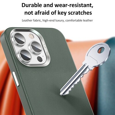 Кожаный чехол Mutural Deluxe Leather Case синий для Apple iPhone 15 Pro Max(2)