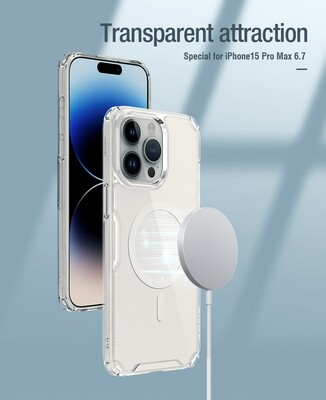 Силиконовый чехол Nillkin Nature TPU Pro Magnetic Case Прозрачный для Apple iPhone 15 Pro Max(8)