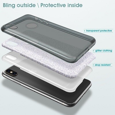 Силиконовый чехол Glitter Cover золотистый для Apple iPhone Xs(5)
