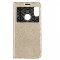 Полиуретановый чехол-книга на основе из силикона Hide Book Case золотой для Samsung Galaxy A40