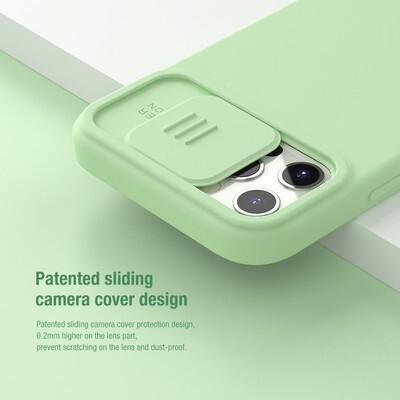 Силиконовая накладка с пластиной Magsafe Nillkin CamShield Silky Magnetic Silicone Case Зеленая для Apple iPhone 12 Pro Max(6)
