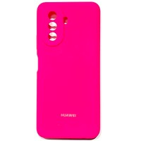 Силиконовый чехол Silicone Case с закрытым низом и защитой камеры ярко-розовый для Huawei Nova Y70