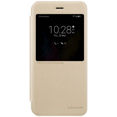 Полиуретановый чехол книга Nillkin Sparkle Leather Case Gold для Huawei Honor 8 Pro\ Honor V9(1)