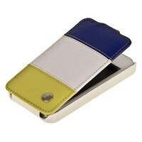 Кожаный чехол книга Melkco Leather Case Blue- White-Yellow LC для Apple iPhone 4/4S