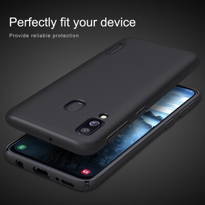 Пластиковый чехол с подставкой Nillkin Super Frosted Shield Черный для Samsung Galaxy A40(4)