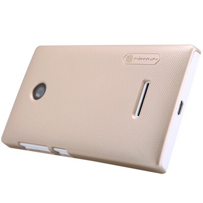 Пластиковый чехол с пленкой Nillkin Super Frosted Shield Gold для Microsoft Lumia 435(3)