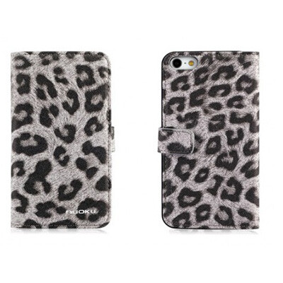 Кожаный чехол Nuoku Leopard Series Case Grey для Apple iPhone 5/5s/SE(1)