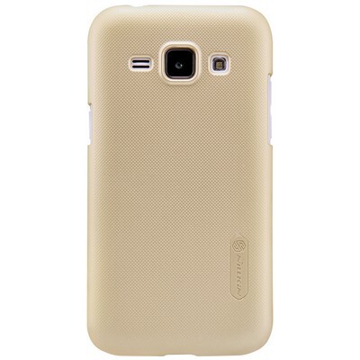 Пластиковый чехол с пленкой Nillkin Super Frosted Shield Gold для Samsung Galaxy J1(1)