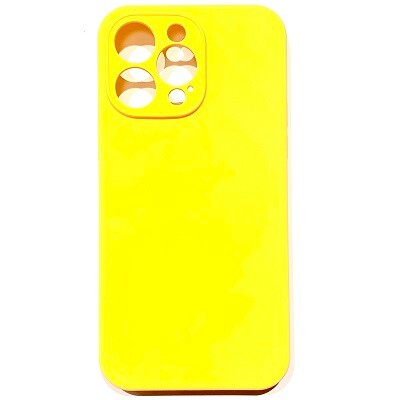 Силиконовый чехол Silicone Case с закрытым низом и защитой камеры желтый для Apple iPhone 14 Pro(1)