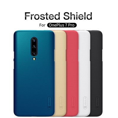 Пластиковый чехол с подставкой Nillkin Super Frosted Shield Синий для OnePlus 7 Pro(5)