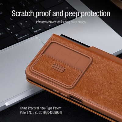 Кожаный чехол Nillkin Qin Pro Plain Leather Case Черный для Samsung Galaxy Z Fold 4(8)