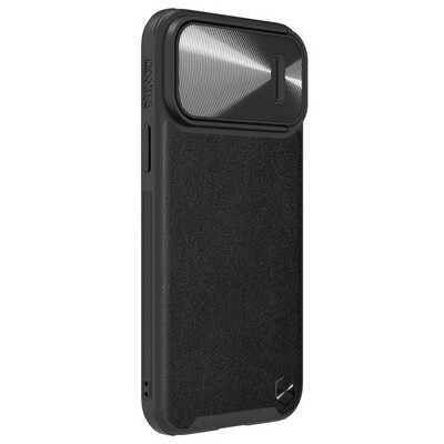 Силиконовая накладка c пластиной MagSafe Nillkin CamShield Leather Case S Черная для Apple iPhone 14 Pro Max(3)
