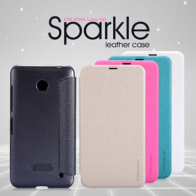 Полиуретановый чехол Nillkin Sparkle Leather Case Black для Nokia Lumia 630(3)
