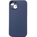 Силиконовый чехол Silicone Case с закрытым низом и защитой камеры темно-синий для Apple iPhone 14 Plus(#1)