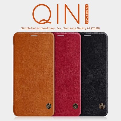 Кожаный чехол Nillkin Qin Leather Case Красный для Samsung Galaxy A7 (2018)(4)