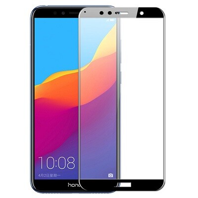 Противоударное защитное стекло на весь экран Full Screen Cover черное для Huawei Y6 Prime (2018)/Honor 7C(2)